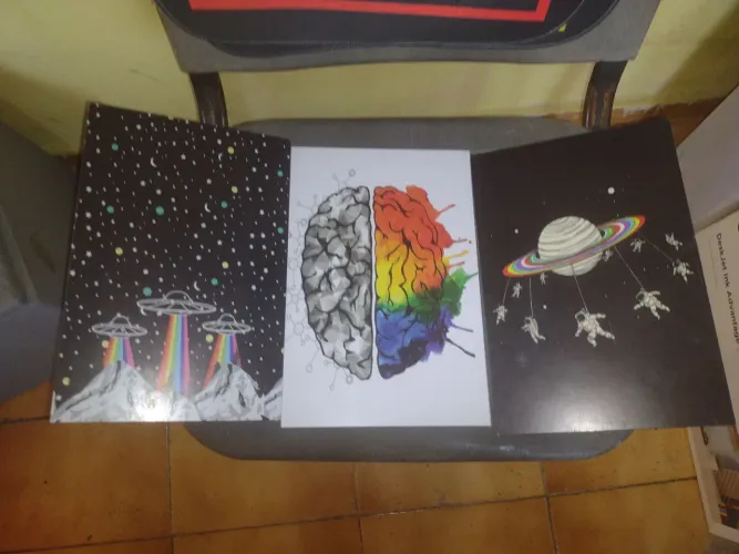 Kit 3 quadros placas decorativas arco íris lgbt novos