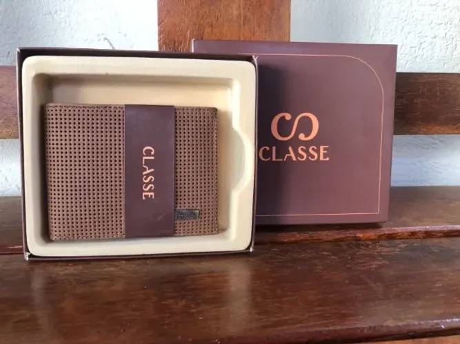 Carteira Masculina Porta Cartão Classe Couro Elegante M215 Palha