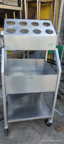 Carrinho inox industrial de serviço 60x65cm"LEIA"