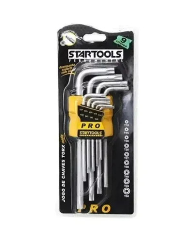 Jogo Chave Torx 9 Peças Com Furo Guia Longa T9 A T50 Startools