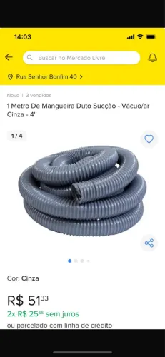 Mangueira duto sucção