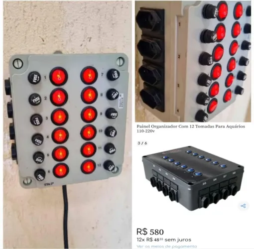 Painel organizador com 12 tomadas