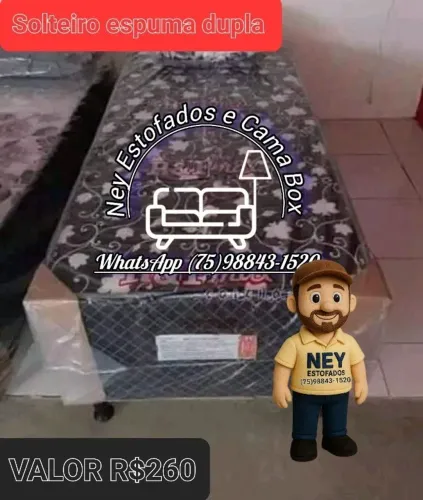 Cama Box Solteiro Espuma Dupla