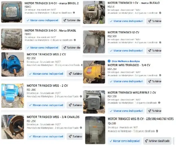 MOTOR TRIFASICO - DIVERSAS POTENCIAS - ENTRAR EM CONTATO