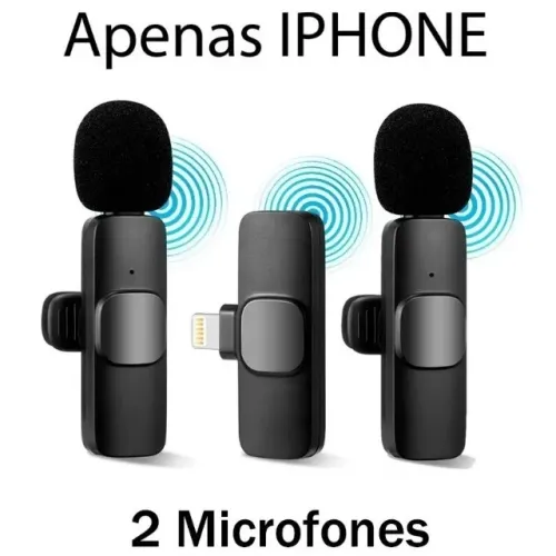 Kit 2 Microfones de Lapela Sem fio para Celular Tablet USB C Android