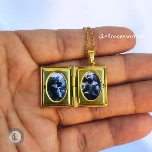Colar com Pingente de Livro - Banhado a Ouro