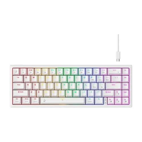 Teclado Mecânico Gamer Rise Mode GM1 Pro White RGB Switch Outemu Brown, Novo, Lacrado