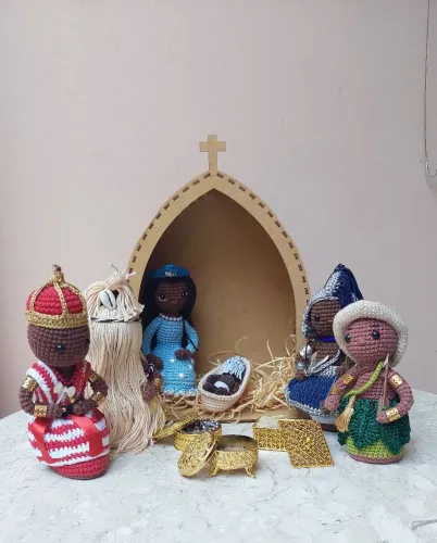 Presépio Trico Orixás Artesanato Decoração de Natal 