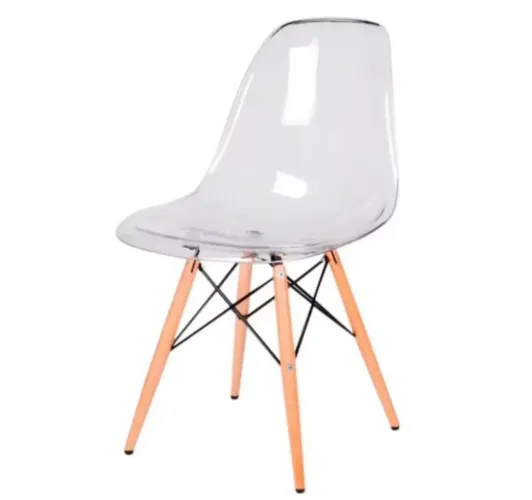  5 Cadeira Charles Eames Eiffel Wood - Policarbonato Transparente