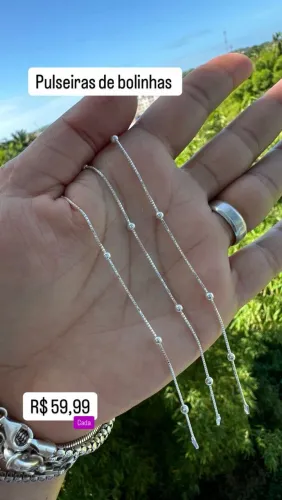 Pulseiras de bolinhas de prata legítima