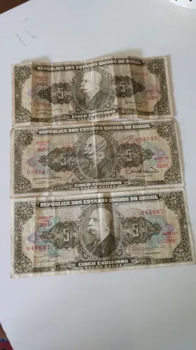 Cédulas Antigas de 5 Cruzeiros - Colecionáveis