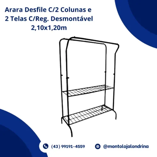 Arara Desfile C/ 2 Colunas e 2 Telas C/ Reg. Desmontável