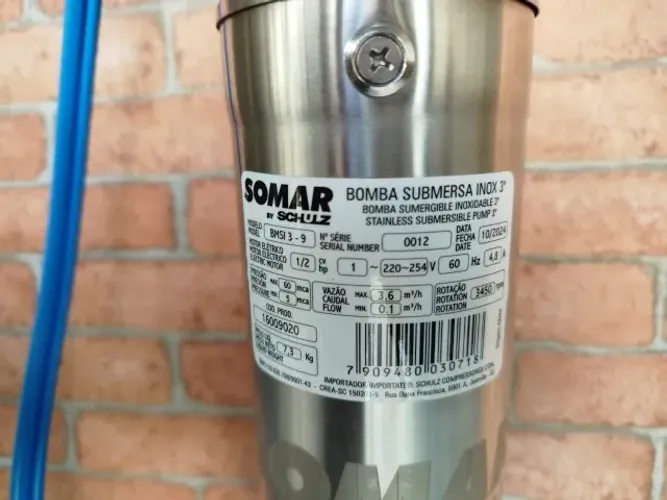 Bomba Submersa para poço 0,5 CV - Marca: Somar