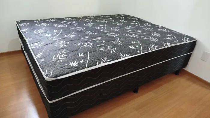 Cama Box Casal com Desenho de Bambu
