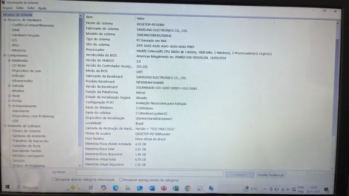 Notebook Essentials Samsung com SSD
