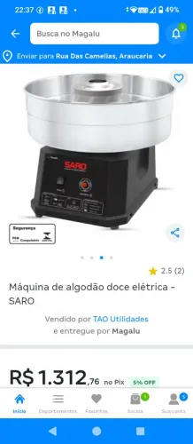 Máquina de algodão doce Saro Nova 1 ano de garantia
