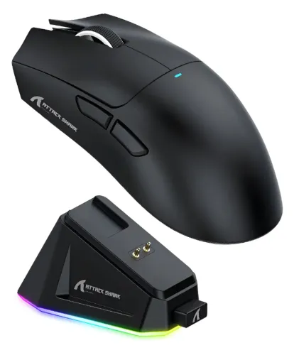 ( PROMOÇÃO ) MOUSE ATACK SHARK X11 COM DOCK PRETO