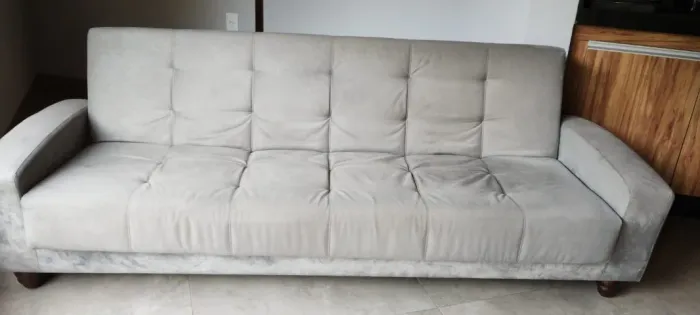 SOFÁ CAMA TECIDO SUEDE SEMI-NOVO