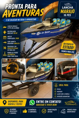 LANCHA MARAJÓ 16 PÉS - PRONTA PARA USO!