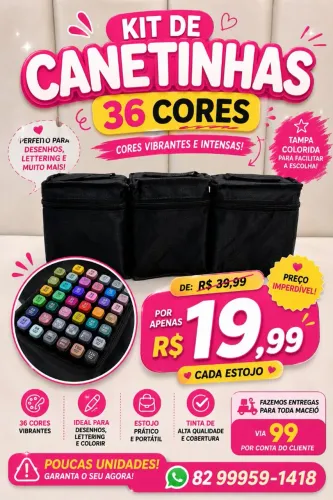 KIT DE CANETINHAS 36 CORES