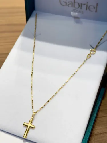 Cordão de ouro tijolinho + pingente 3g ( LOJA FÍSICA )