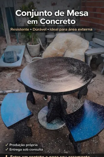Mesa de concreto, Conjunto mesa e bancos
