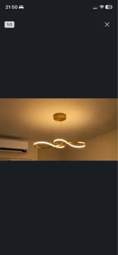 Lustre Pendente LED Dourado Moderno 3 Aros - Troca de Cores