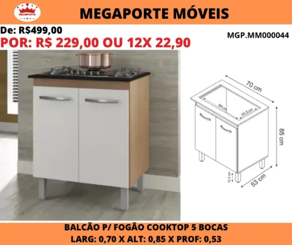 Balcão Jade para Cooktop 5 Bocas