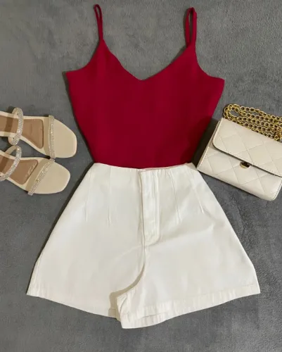 Short Alfaiataria Jeans Branco Tamanho 36