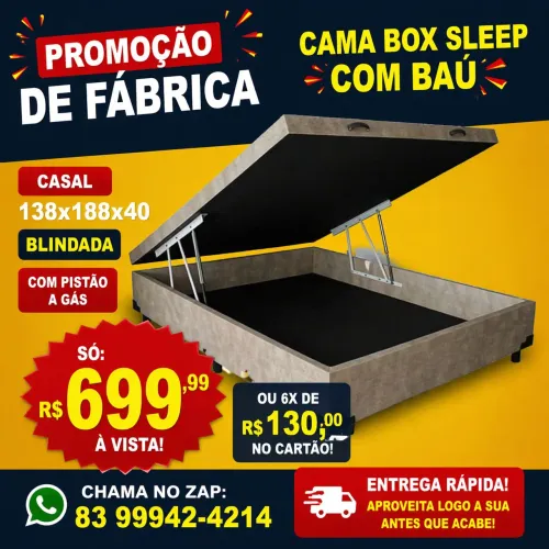 Base cama box com baú sleep casal 138x188