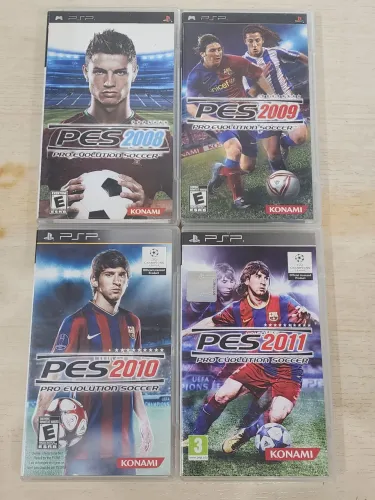 Kit pro evolution soccer de psp 2008,2009,2010 e 2011 discos seminovos originais