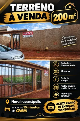 Terreno no nova Iracemápolis 200mts