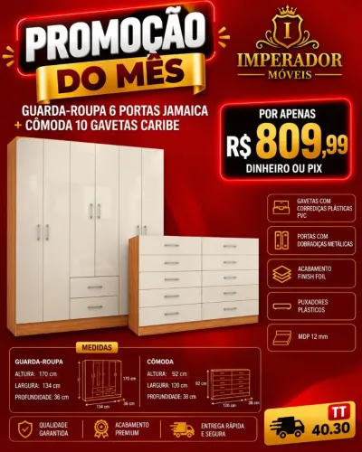 Guarda roupa+cômoda novos direto da fábrica