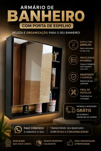 Armário banheiro com Porta de Espelho