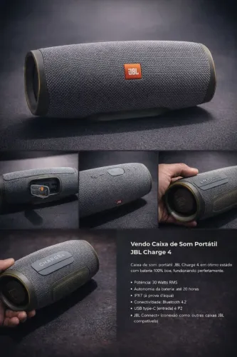 JBL Charge 4 Original | Bateria 100% | Som Potente | À Prova D?água
