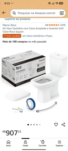 Kit vaso sanitário com caixa acoplada Roça Square