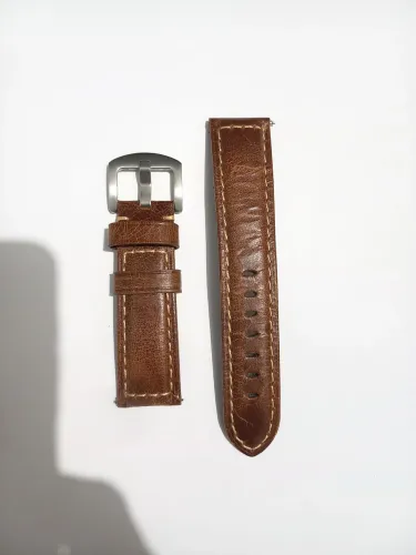 Pulseira relógio couro legítimo 22mm, engate rápido, marrom claro.