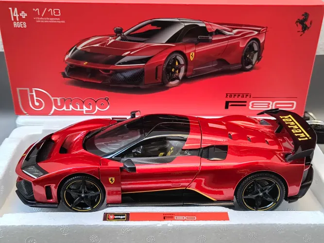 Miniatura Ferrari F80 1:18 Bburago Signature Vermelho Metálico Vinho