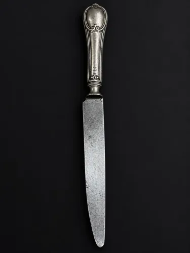 Faca Antiga Colecionável - Cabo Trabalhado Prateado (Estilo Francês)