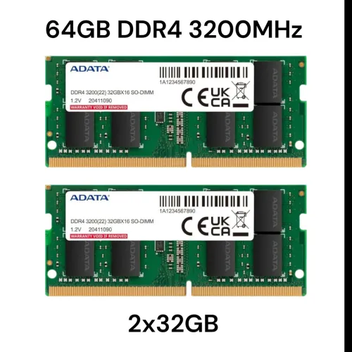 Memória 64GB (2 x 32GB) DDR4 3200MHz SODIMM ADATA - Memória RAM p/ Notebook
