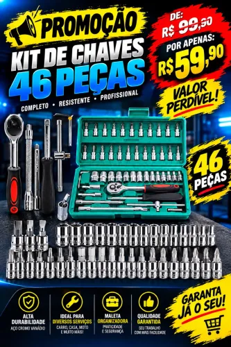 ? OFERTA IMPERDÍVEL! ? ? KIT DE CHAVES 46 PEÇAS DE R$ 99,90 POR APENAS R$ 59,90! ?