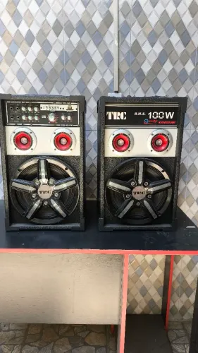 Par de Caixas de Som TRC 100W RMS - USB, SD, FM e Entrada para Microfone