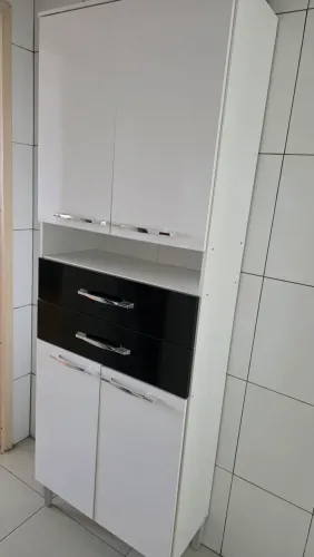 Armario 4 Portas, Prateleira e 2 Gavetas Bartira Safira Branco