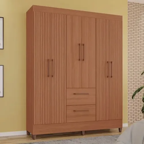 Guarda-Roupas Star 100% MDF Tuboarte 6 Portas 2 Gavetas freijo rippas