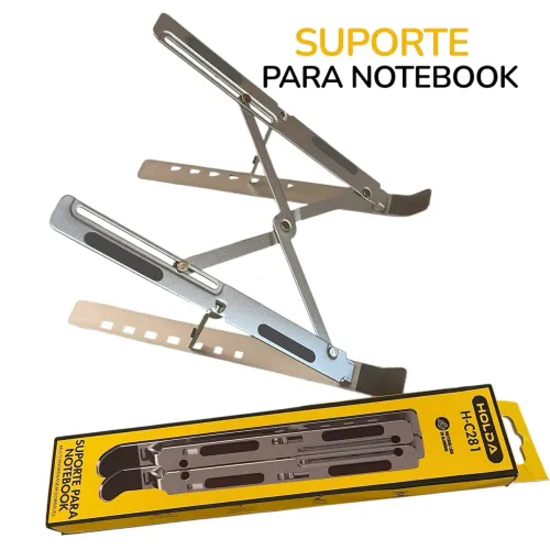 Suporte para Notebook Dobravel HOLDA H-C281 Aluminio Ajustavel Altura Ergonomico