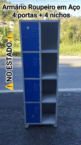 Armário Roupeiro em Aço 4 portas + 4 nichos