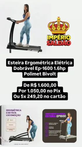 Esteira Ergométrica Elétrica Dobrável Ep-1600 1.6hp Polimet (Produto Novo Na Caixa)