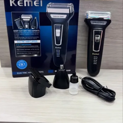 Aparelho de barbear Kemei 3 em 1 ? tecnologia, eficiência e cuidado em um só presente.