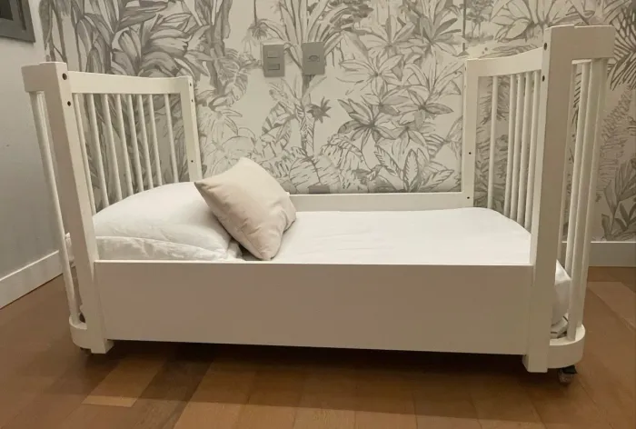 Berço evolutivo Quater 3 em 1 branco + colchão da mini cama
