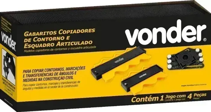 Jogo de Gabaritos Copiadores de Contorno e Esquadro Articulado Vonder